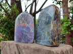 Polished Rare Purple Sunset Flash Labradorite Standing Free Forms x 2 From Madagascar - Toprock Gemstones and Minerals 