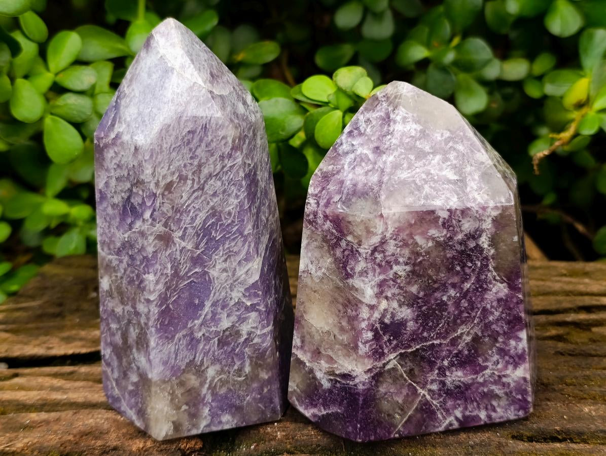 Polished Lepidolite Display Crystals x 2 From Ambatondrazaka, Madagascar - Toprock Gemstones and Minerals 
