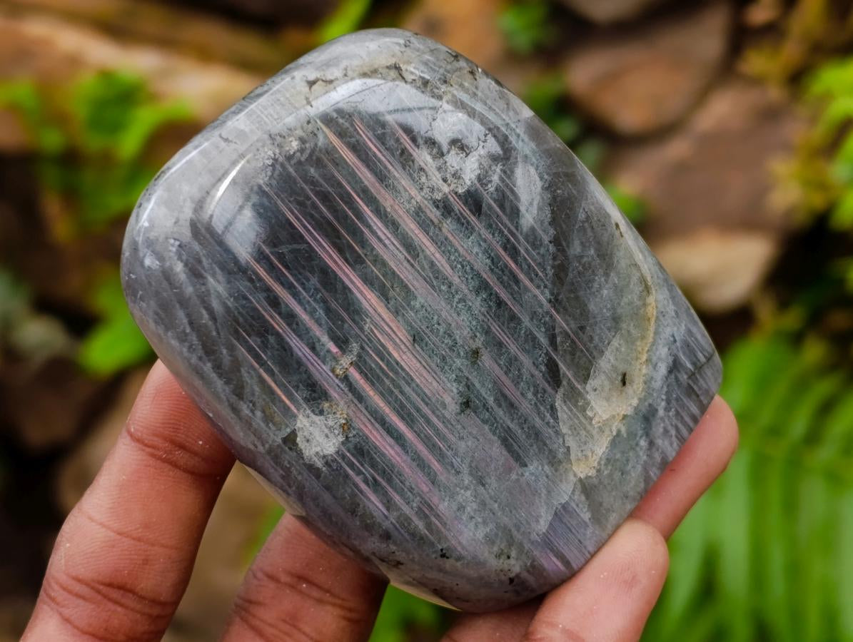 Polished Rare Purple Sunset Flash Labradorite Standing Free Forms x 6 From Madagascar - Toprock Gemstones and Minerals 
