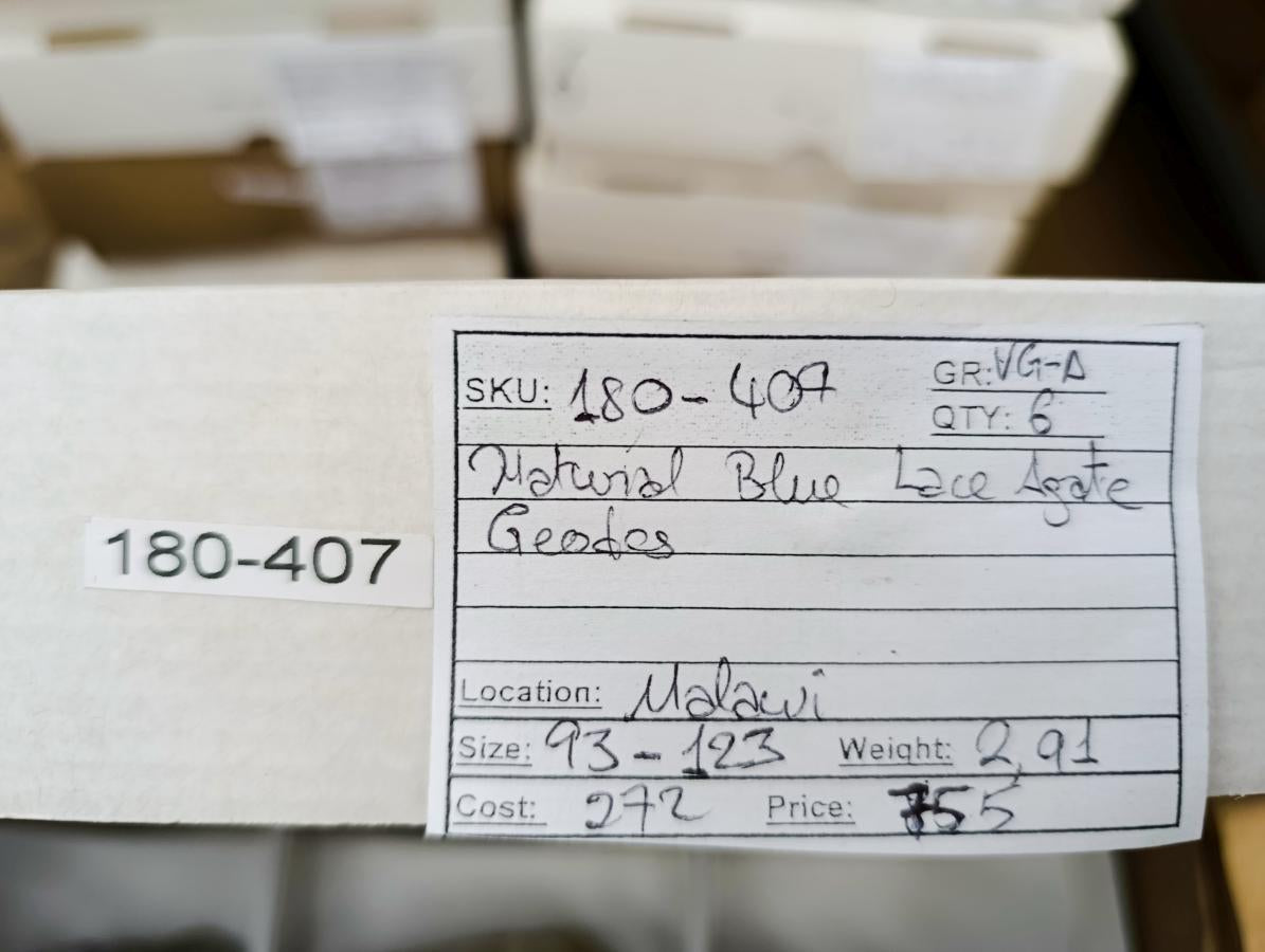 Natural Blue Lace Agate Geode Specimens x 6 From Nsanje, Malawi - Toprock Gemstones and Minerals 