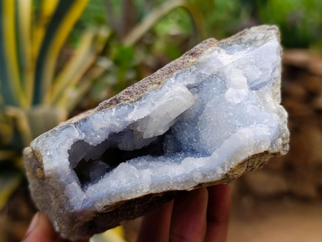 Natural Blue Lace Agate Geode Specimens x 6 From Nsanje, Malawi - Toprock Gemstones and Minerals 