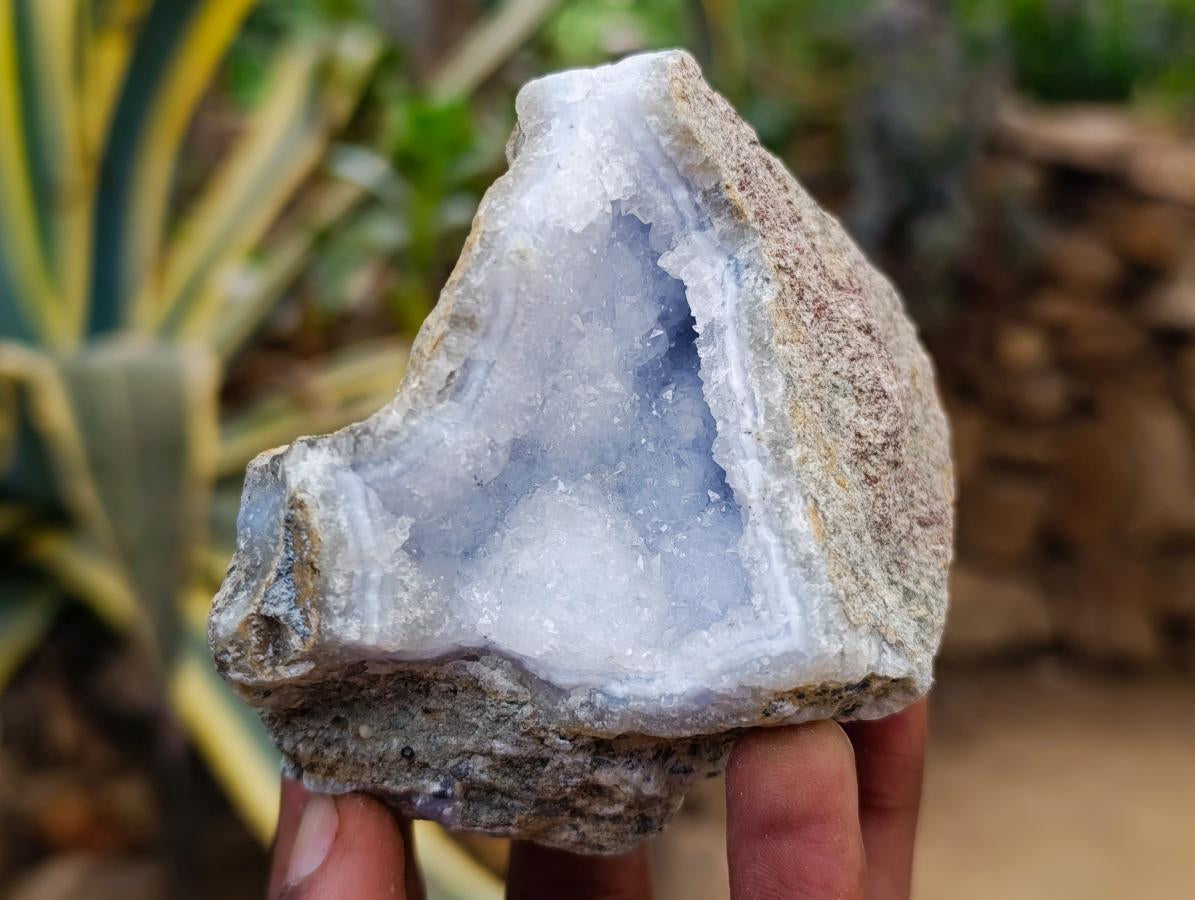 Natural Blue Lace Agate Geode Specimens x 6 From Nsanje, Malawi - Toprock Gemstones and Minerals 