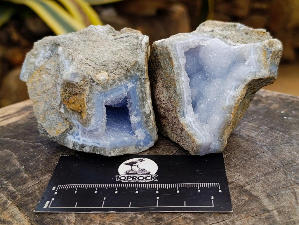 Natural Blue Lace Agate Geode Specimens x 6 From Nsanje, Malawi - Toprock Gemstones and Minerals 
