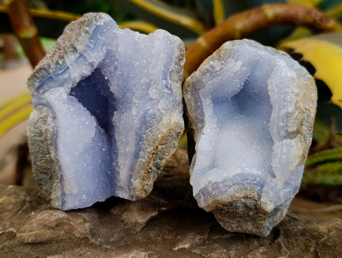 Natural Blue Lace Agate Geode Specimens x 6 From Nsanje, Malawi - Toprock Gemstones and Minerals 