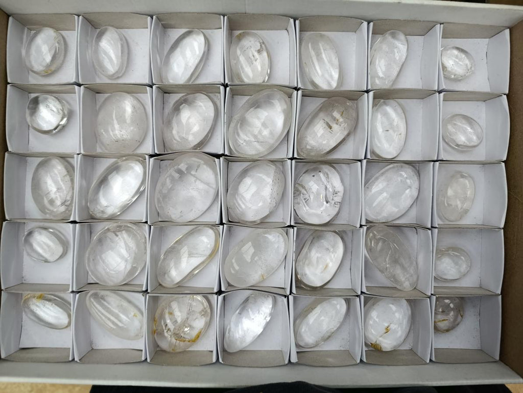Polished Clear Quartz Crystal Galets x 35 From Madagascar - Toprock Gemstones and Minerals 