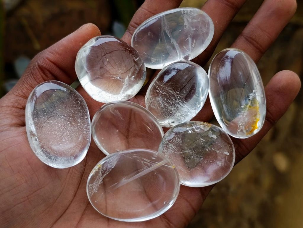 Polished Clear Quartz Crystal Galets x 35 From Madagascar - Toprock Gemstones and Minerals 