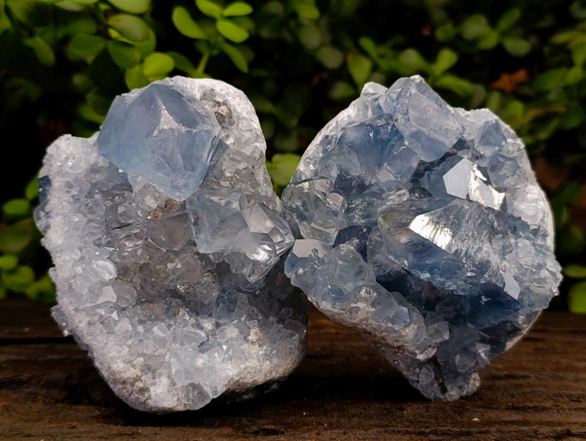 Natural Blue Celestite Specimens x 2 From Sakoany, Madagascar - Toprock Gemstones and Minerals 