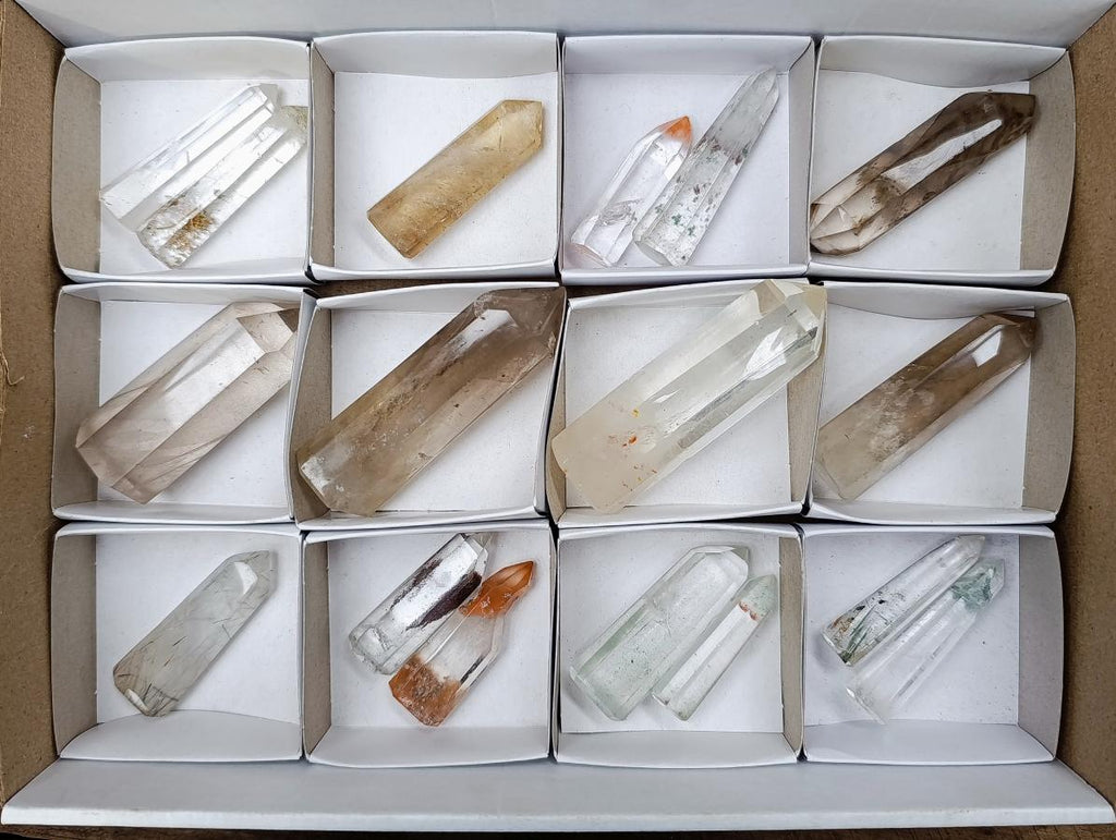 Polished Quartz Crystals With Inclusions x 17 From Madagascar - Toprock Gemstones and Minerals 