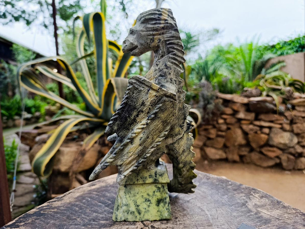 Large Hand Made Leopard Stone Dragon Carving x 1 From Nyanga, Zimbabwe - Toprock Gemstones and Minerals 