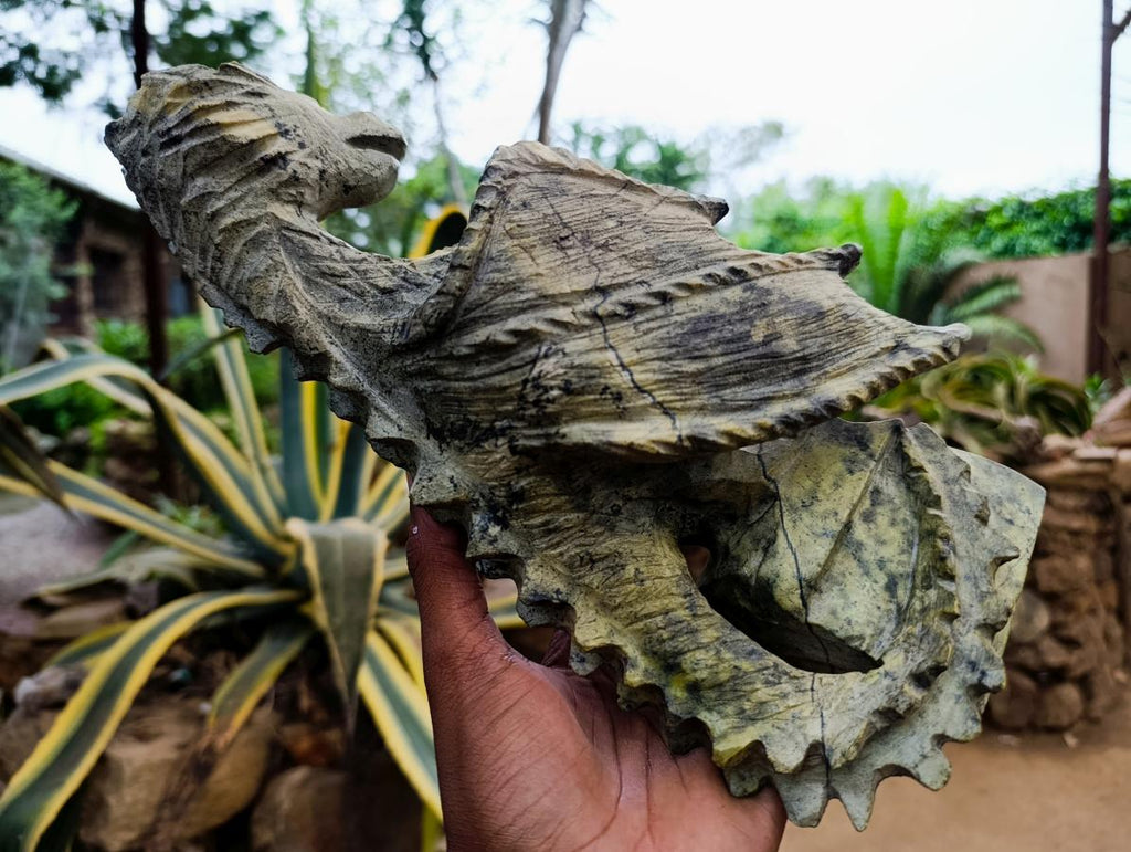 Large Hand Made Leopard Stone Dragon Carving x 1 From Nyanga, Zimbabwe - Toprock Gemstones and Minerals 