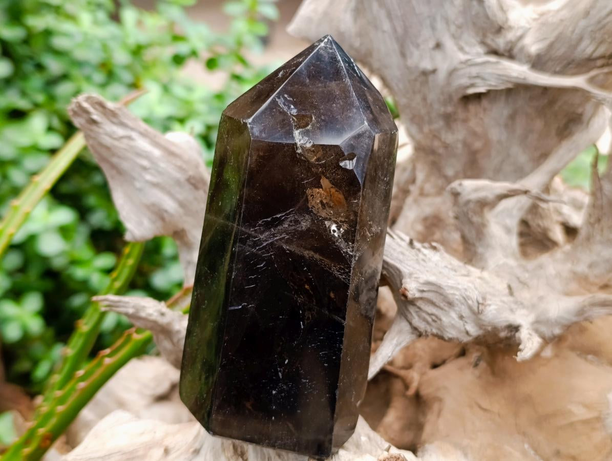 Polished Smokey Window Quartz Crystals x 2 From Madagascar - Toprock Gemstones and Minerals 