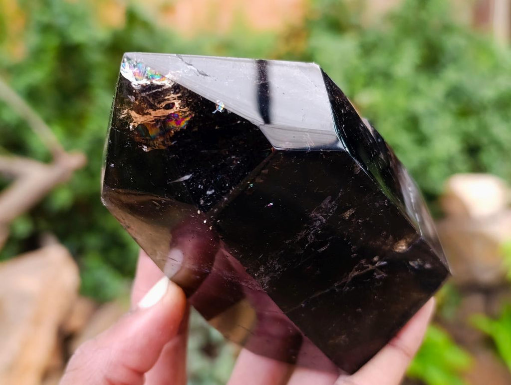 Polished Smokey Window Quartz Crystals x 2 From Madagascar - Toprock Gemstones and Minerals 