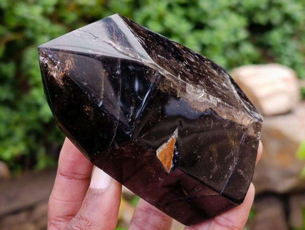 Polished Smokey Window Quartz Crystals x 2 From Madagascar - Toprock Gemstones and Minerals 