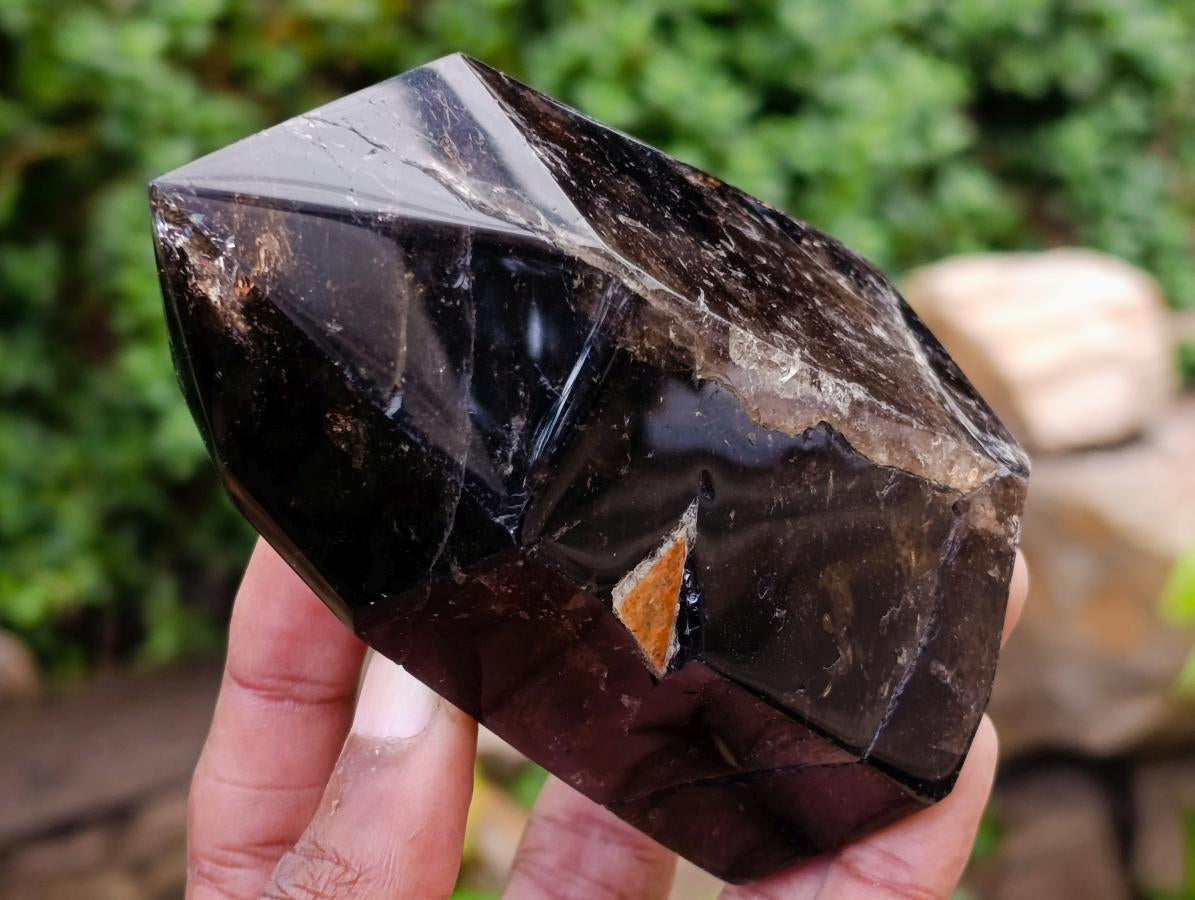 Polished Smokey Window Quartz Crystals x 2 From Madagascar - Toprock Gemstones and Minerals 