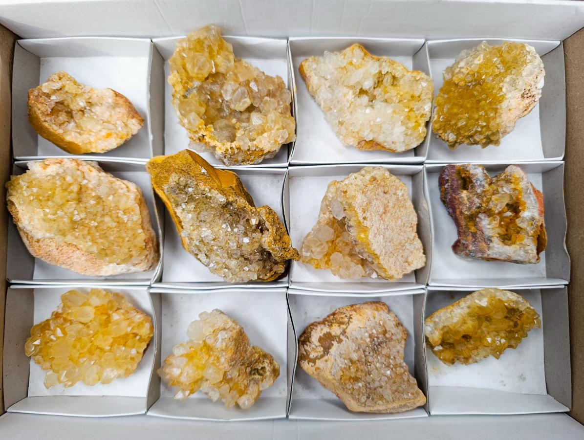 Natural Golden Limonite Quartz Clusters x 12 From Solwezi Zambia - Toprock Gemstones and Minerals 