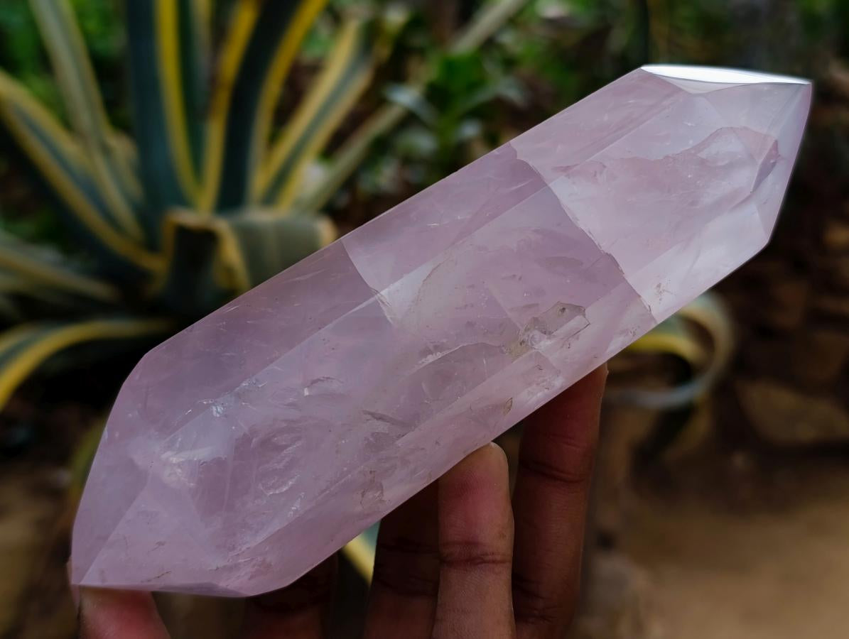 Polished Double Terminated Gemmy Rose Quartz Crystals x 6 From Madagascar - Toprock Gemstones and Minerals 