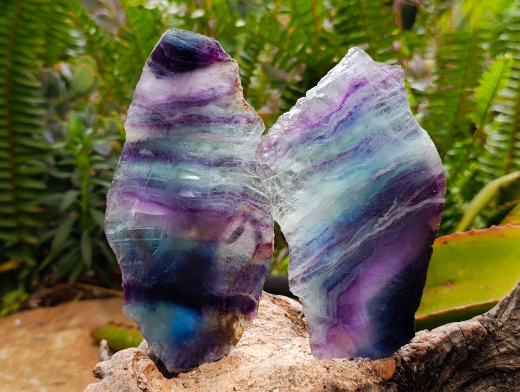 Polished Watermelon Fluorite Slices x 6 From Uis, Namibia - Toprock Gemstones and Minerals 