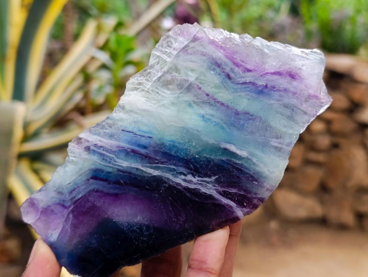 Polished Watermelon Fluorite Slices x 6 From Uis, Namibia - Toprock Gemstones and Minerals 