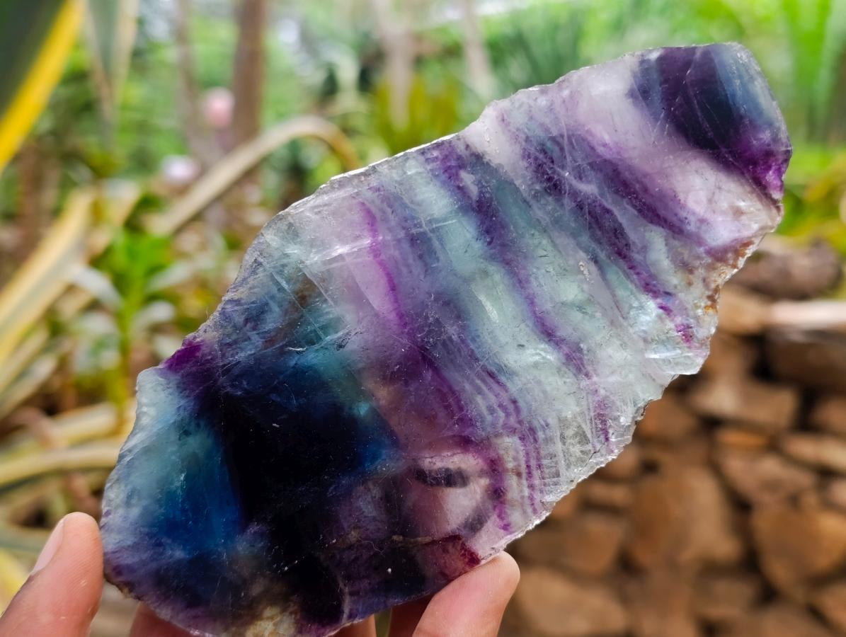 Polished Watermelon Fluorite Slices x 6 From Uis, Namibia - Toprock Gemstones and Minerals 