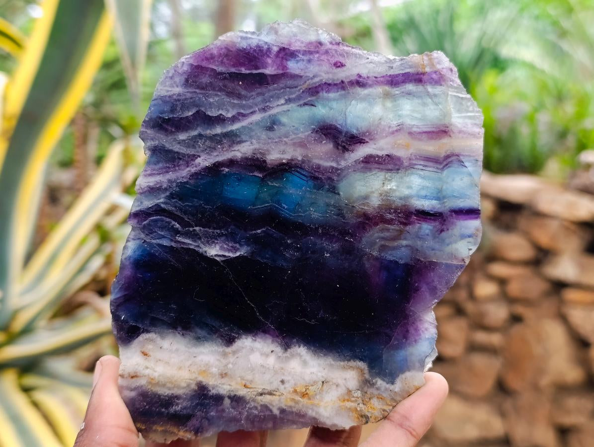 Polished Watermelon Fluorite Slices x 6 From Uis, Namibia - Toprock Gemstones and Minerals 