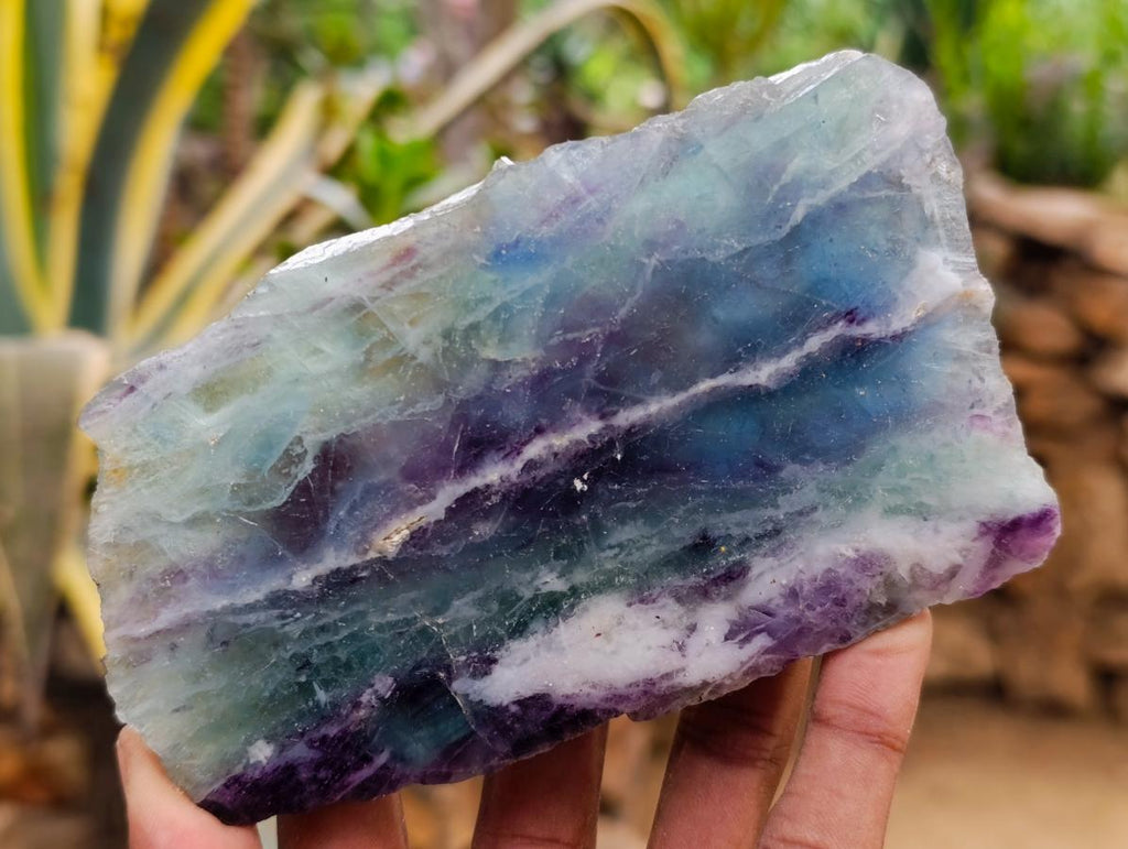 Polished Watermelon Fluorite Slices x 6 From Uis, Namibia - Toprock Gemstones and Minerals 