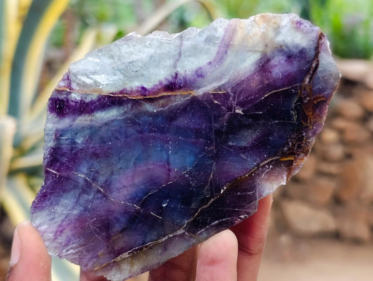 Polished Watermelon Fluorite Slices x 6 From Uis, Namibia - Toprock Gemstones and Minerals 