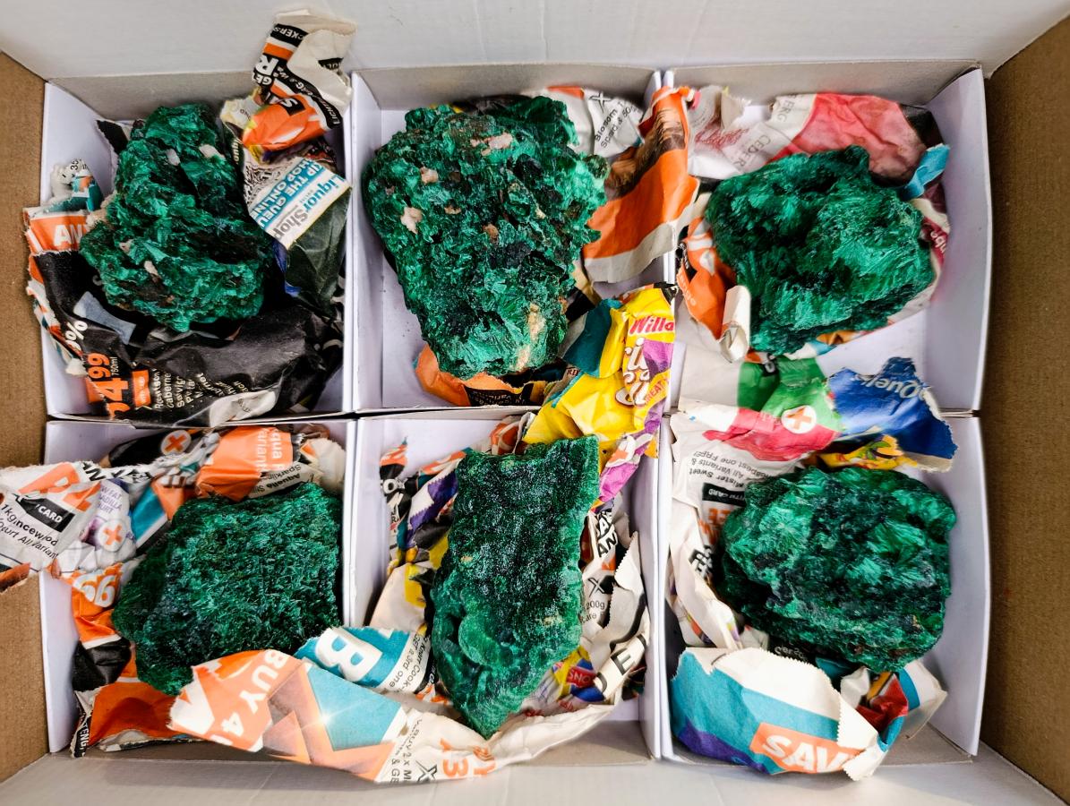 Natural Silky Malachite Specimens x 6 From Kasompe, Congo - Toprock Gemstones and Minerals 