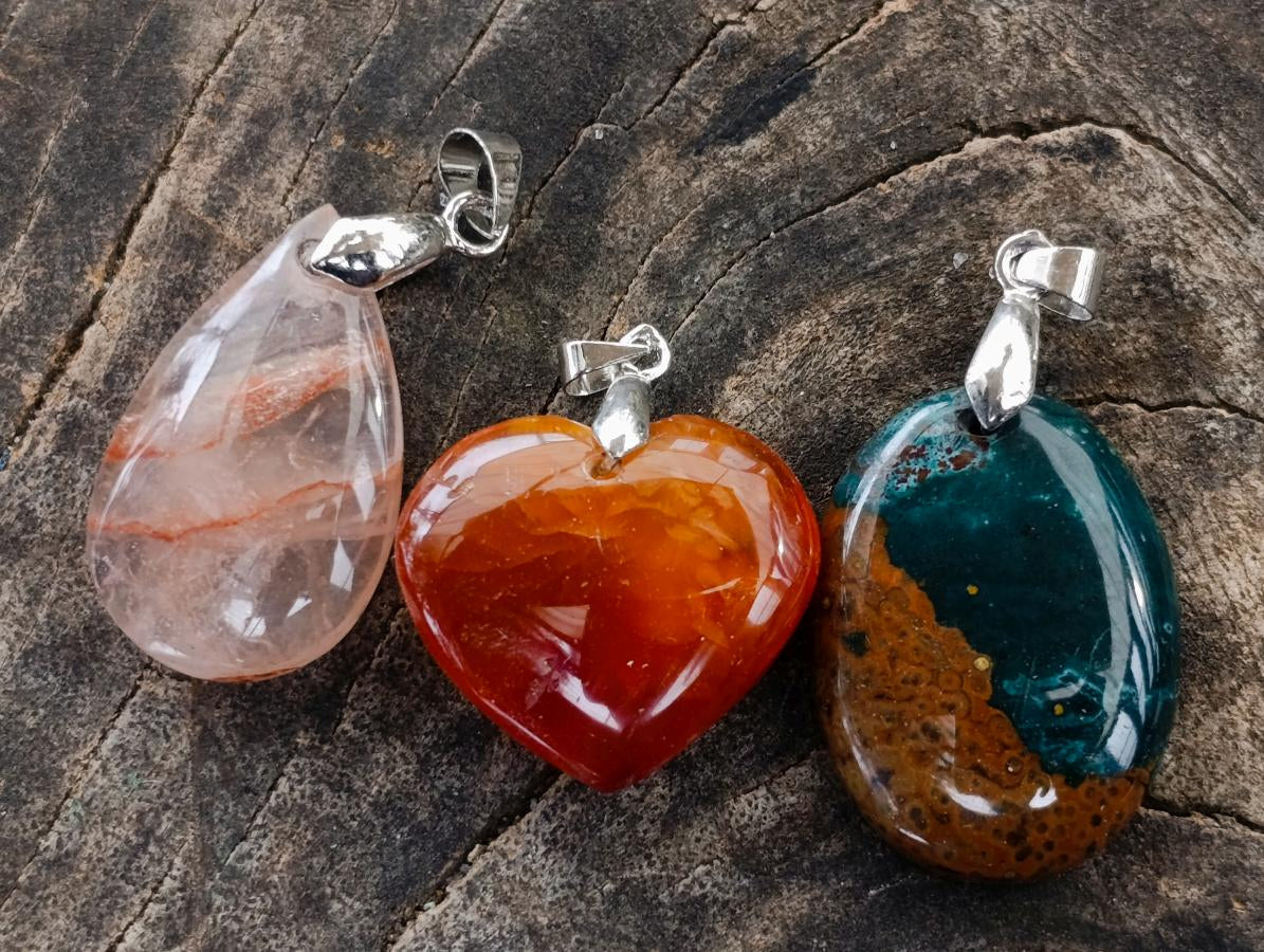 Polished Mixed Mineral Pendants x 20 From Madagascar - Toprock Gemstones and Minerals 