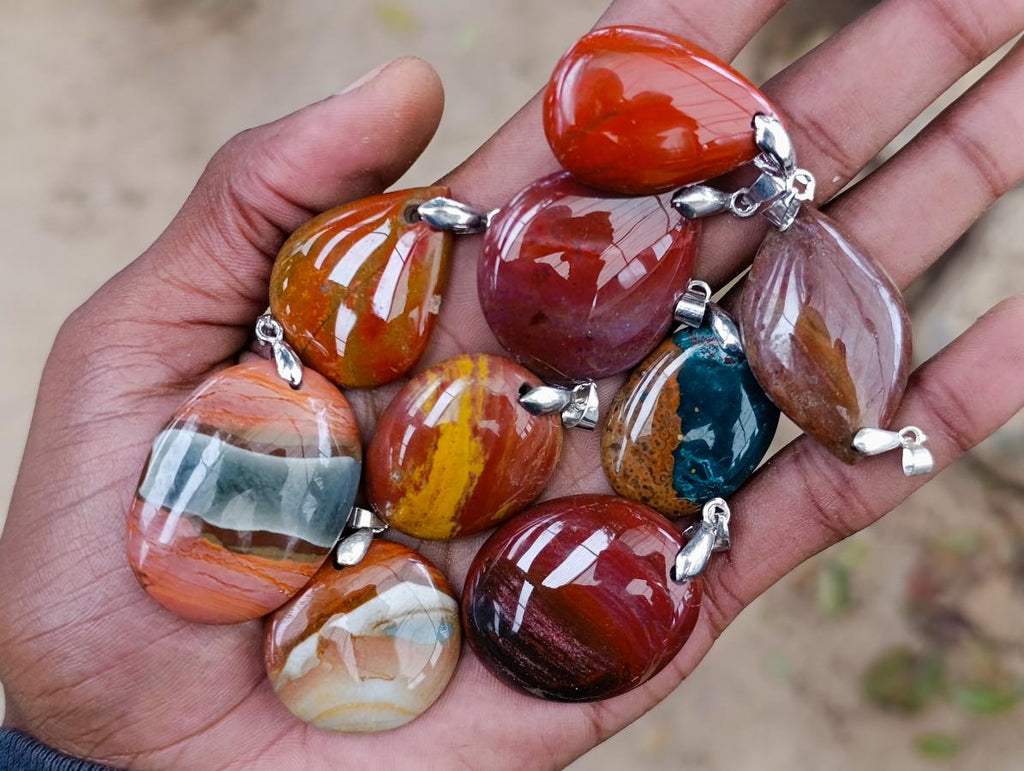 Polished Mixed Mineral Pendants x 20 From Madagascar - Toprock Gemstones and Minerals 