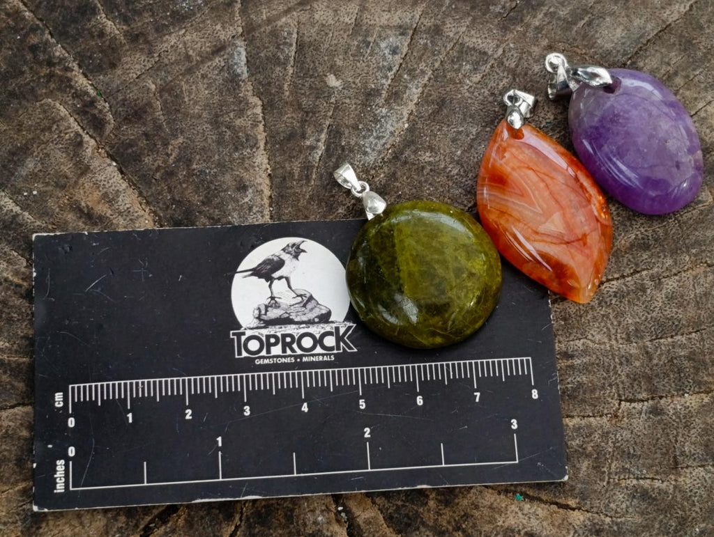 Polished Mixed Mineral Pendants x 20 From Madagascar - Toprock Gemstones and Minerals 