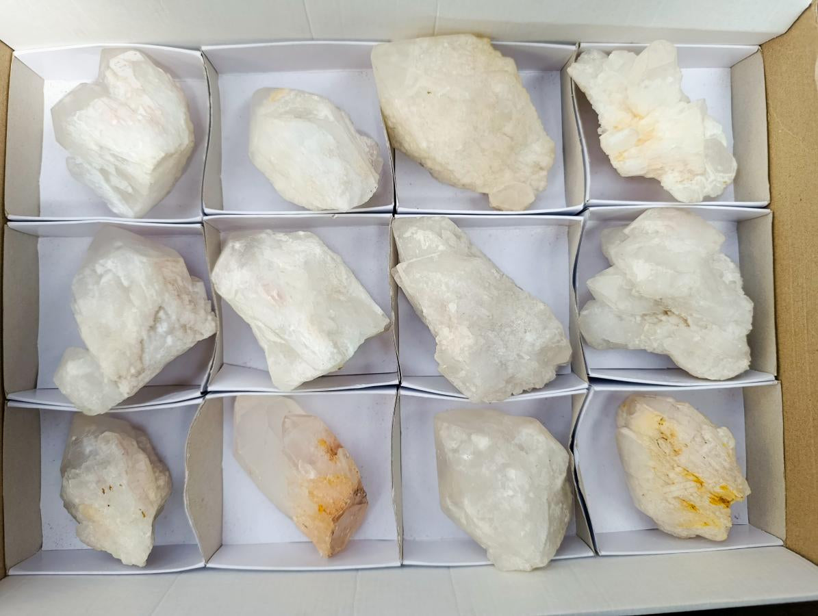 Natural Castle Quartz Crystals x 12 From Madagascar - Toprock Gemstones and Minerals 