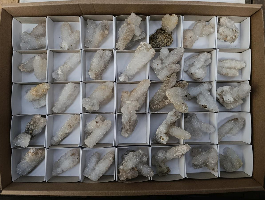 Natural Drusy Snow Finger Crystals x 35 From Albert's Mountain, Lesotho - Toprock Gemstones and Minerals 
