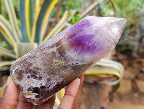 Polished Chevron Amethyst Crystals x 2 From Madagascar - Toprock Gemstones and Minerals 