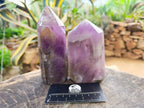 Polished Chevron Amethyst Crystals x 2 From Madagascar - Toprock Gemstones and Minerals 