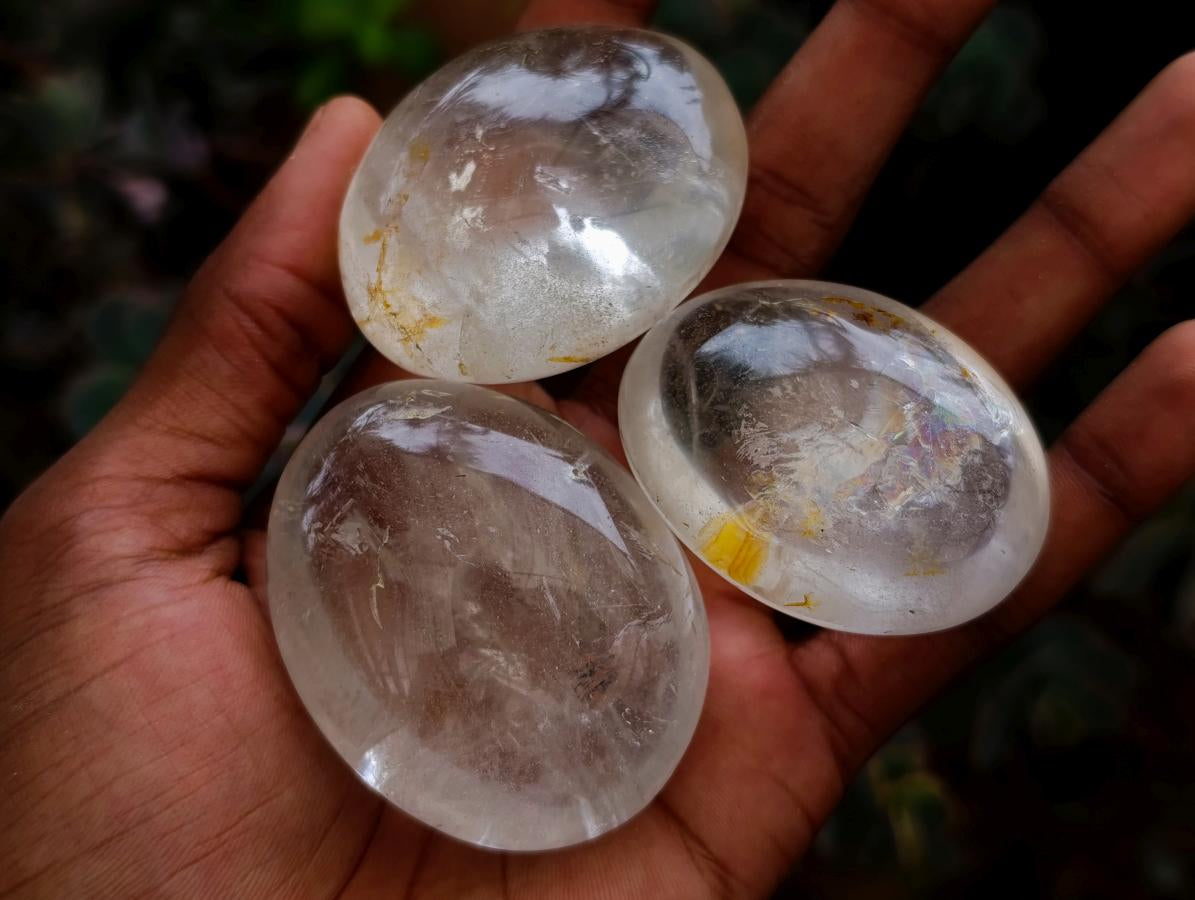 Polished Clear Quartz Crystal Galets x 24 From Madagascar - Toprock Gemstones and Minerals 