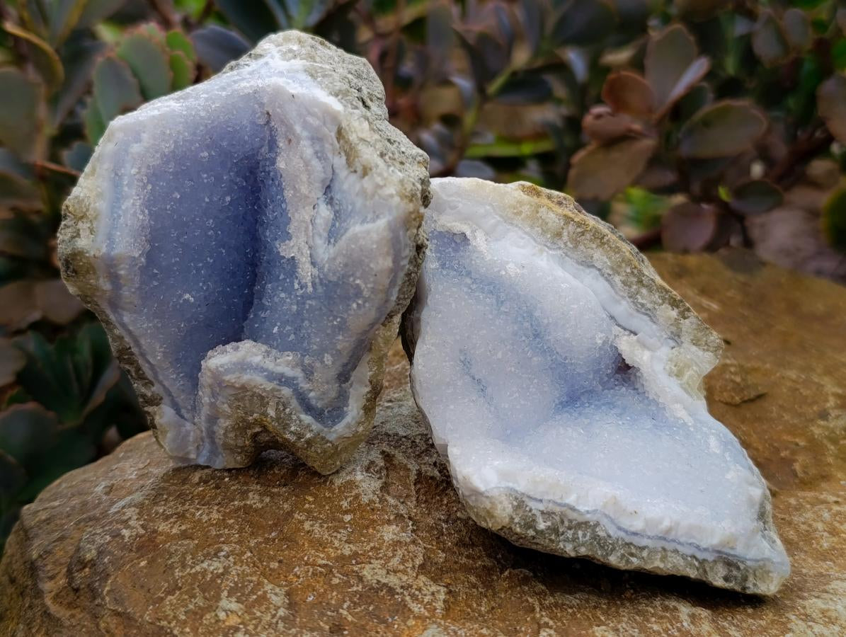 Natural Blue Lace Agate Geode Specimens x 12 From Nsanje, Malawi - Toprock Gemstones and Minerals 