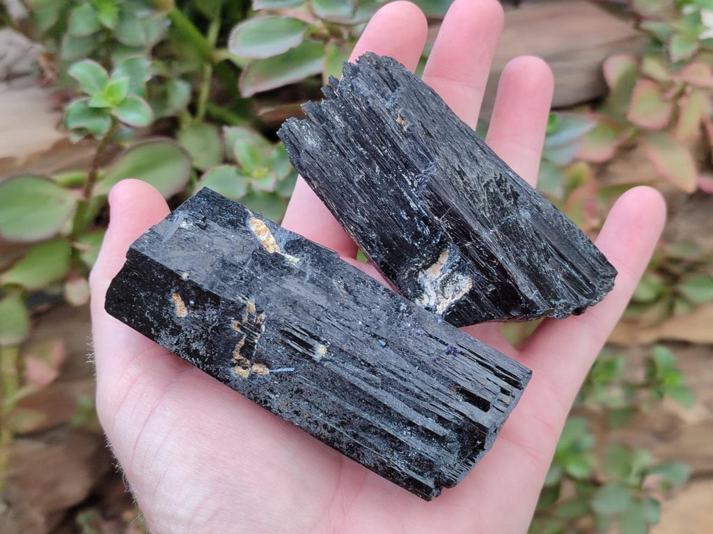Natural Schorl Black Tourmaline Specimens x 6 From Erongo, Namibia - Toprock Gemstones and Minerals 