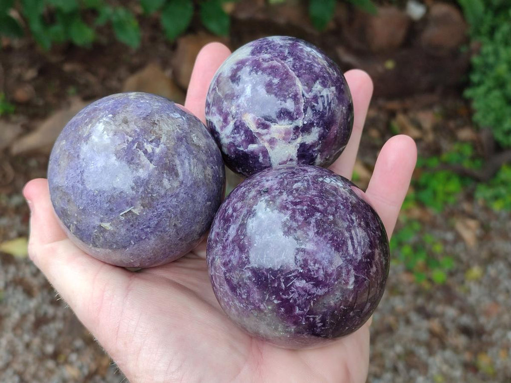 Polished Lepidolite Spheres x 4 From Ambatondrazaka, Madagascar - Toprock Gemstones and Minerals 