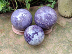 Polished Lepidolite Spheres x 4 From Ambatondrazaka, Madagascar - Toprock Gemstones and Minerals 