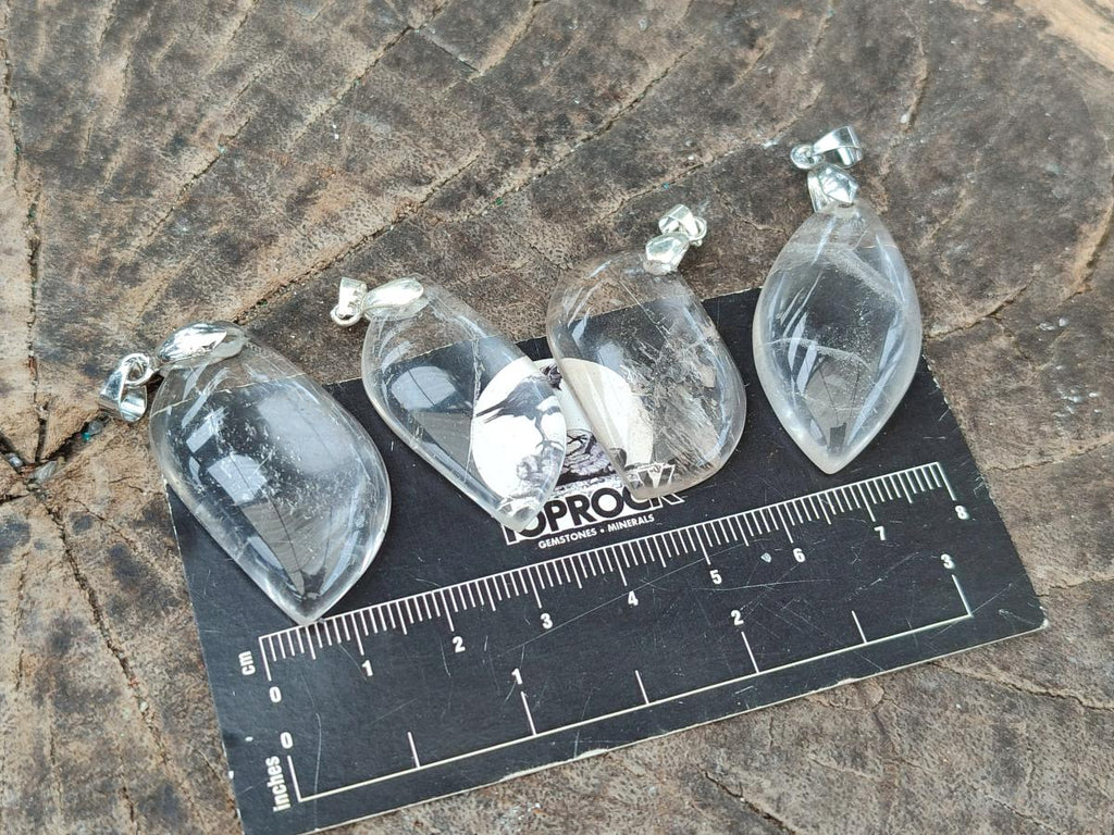 Polished Rock Crystal Pendants x 12 From Amoron’i Mania, Madagascar - Toprock Gemstones and Minerals 