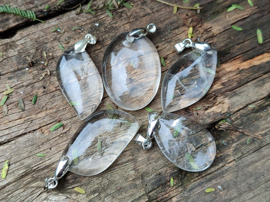 Polished Rock Crystal Pendants x 12 From Amoron’i Mania, Madagascar - Toprock Gemstones and Minerals 