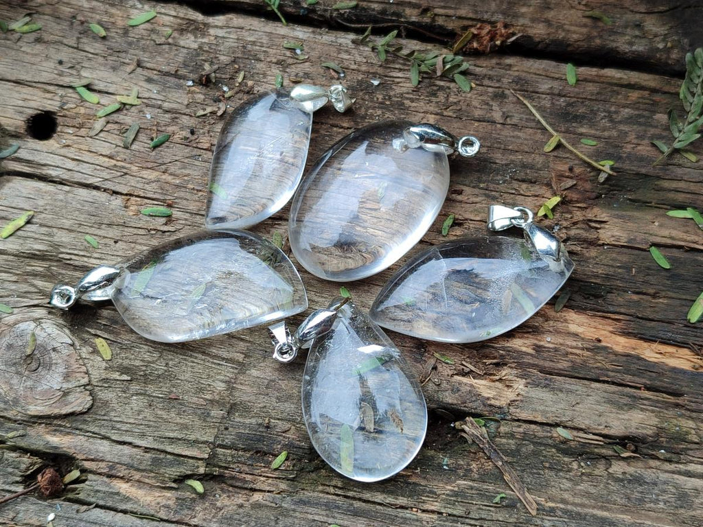 Polished Rock Crystal Pendants x 12 From Amoron’i Mania, Madagascar - Toprock Gemstones and Minerals 