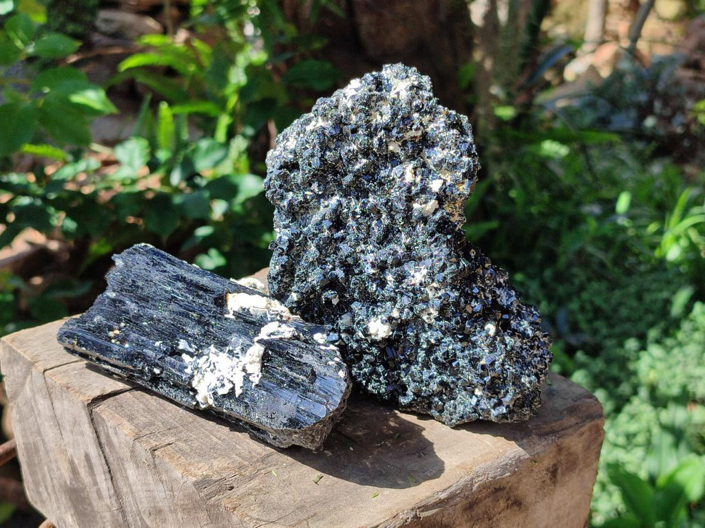 Natural Schorl Black Tourmaline with Feldspar Specimens x 2 From Erongo, Namibia - Toprock Gemstones and Minerals 