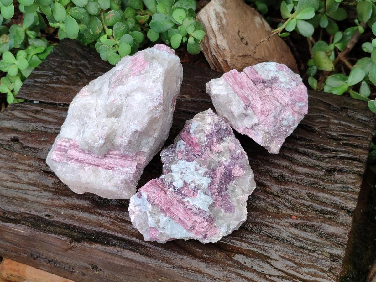 Natural Pink Rubellite Tourmaline Specimens x 3 From Karibib, Namibia - Toprock Gemstones and Minerals 