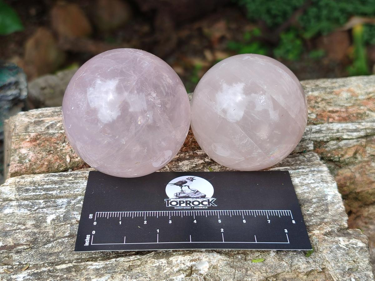 Polished Gemmy Star Rose Quartz Spheres x 7 From Madagascar - Toprock Gemstones and Minerals 
