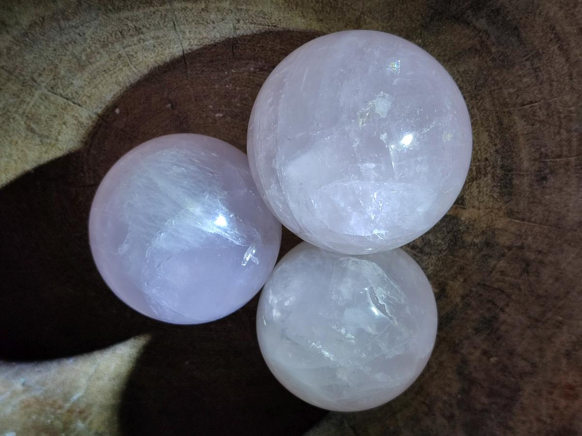 Polished Gemmy Star Rose Quartz Spheres x 7 From Madagascar - Toprock Gemstones and Minerals 