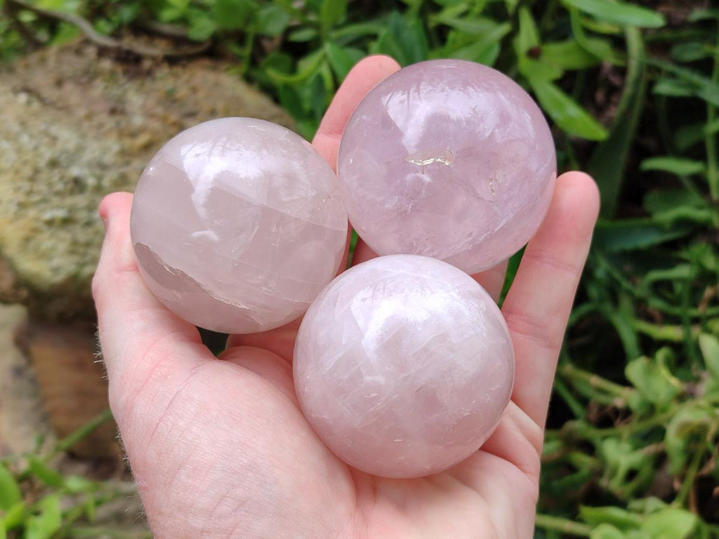 Polished Gemmy Star Rose Quartz Spheres x 7 From Madagascar - Toprock Gemstones and Minerals 