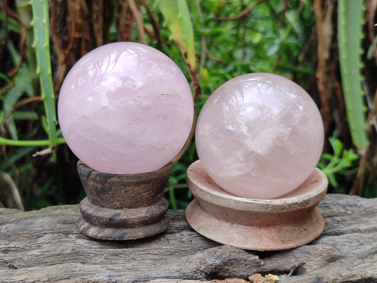 Polished Gemmy Star Rose Quartz Spheres x 7 From Madagascar - Toprock Gemstones and Minerals 