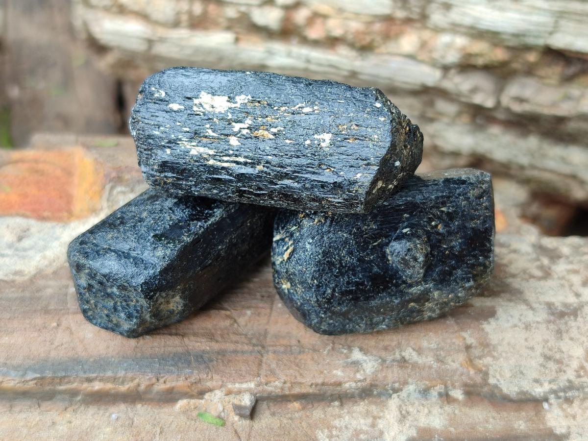 Natural Alluvial Schorl Black Tourmaline Crystals x 35 From Zimbabwe - Toprock Gemstones and Minerals 