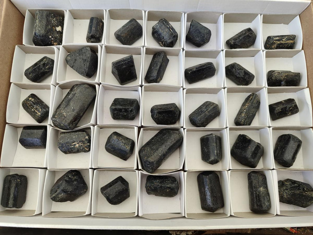 Natural Alluvial Schorl Black Tourmaline Crystals x 35 From Zimbabwe - Toprock Gemstones and Minerals 